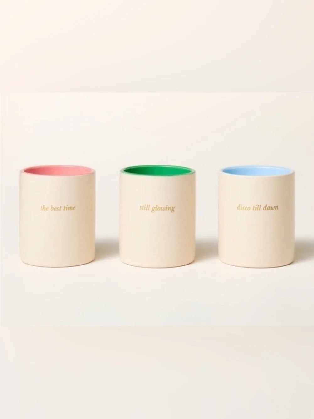 3ct Ceramic Jar Candle Gift Set Cream/Green/Pink/Blue kate spade